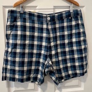 NWT WeSC Men’s Denim Shorts Size 36 Indigo Regular Fit Check Pockets Logo